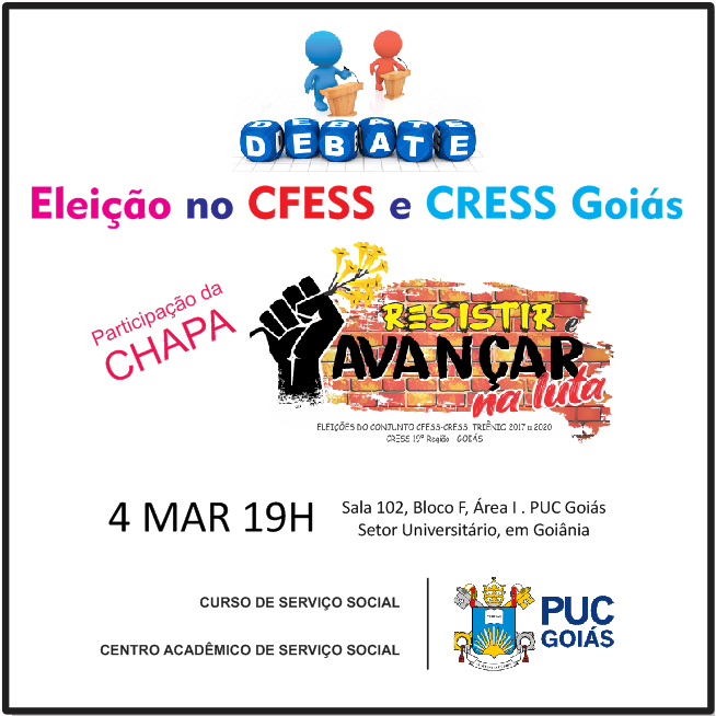 ARTE CONVITE DEBATE ELEIÇÕES CFESS E CRESS GOIAS