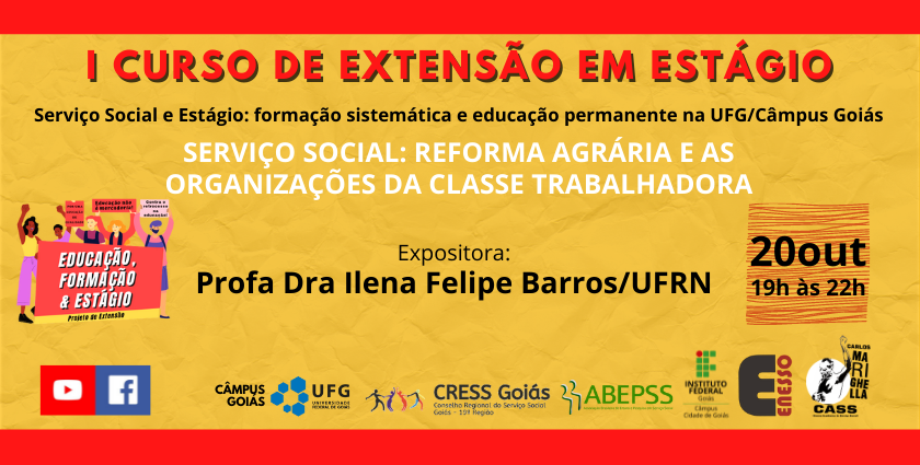 i curso de extensao em estagio cress goias serviço social reforma agraria e as organizacoes da classe trabalhadora