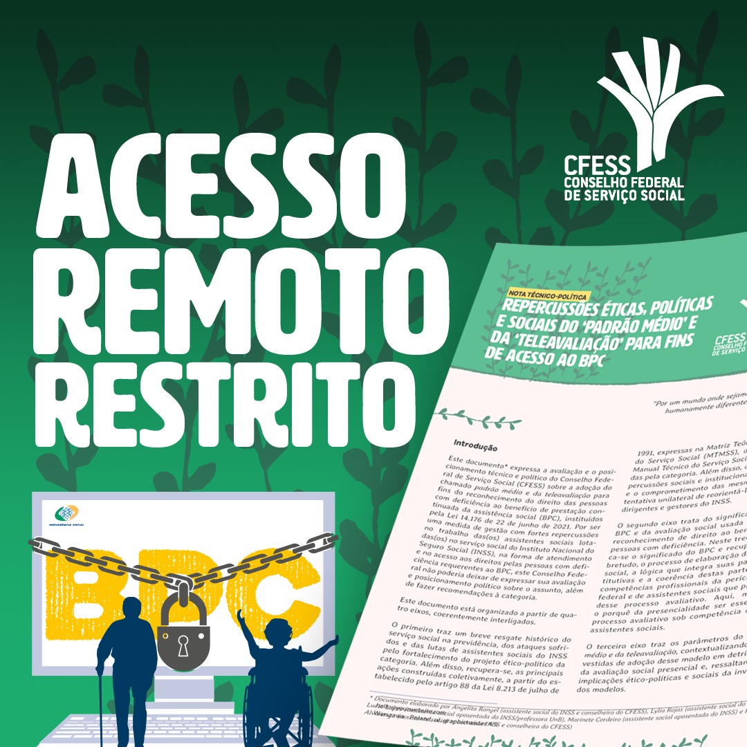 CFESS divulga novo documento sobre teleavaliação e padrão médio no INSS