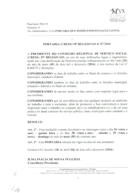 portaria ponto facultativo 27.05.16